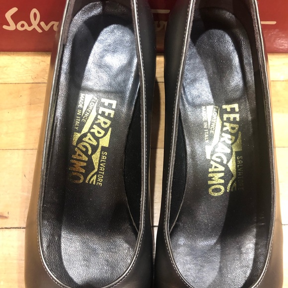 Ferragamo Bronze Block Heels - Picture 7 of 8